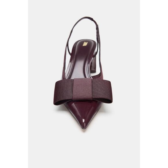 ZARA SLINGBACK HEELED SHOES WITH BOW - Picture 5 of 6